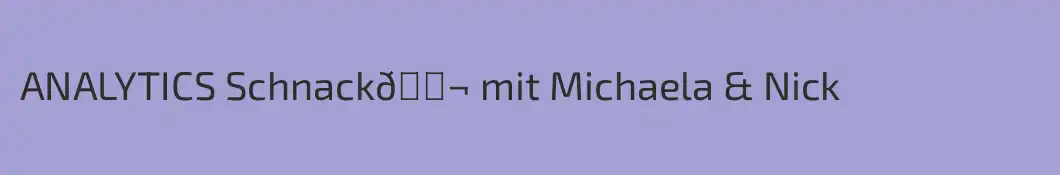 ANALYTICS Schnack💬 mit Michaela & Nick